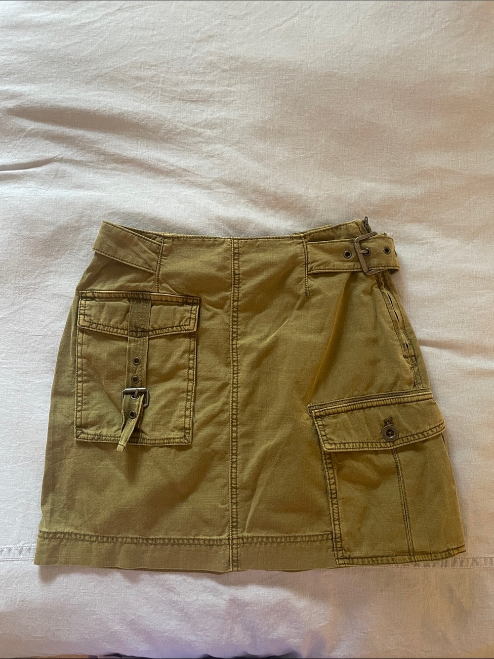 Free People Olive Green Utility Mini Skirt
